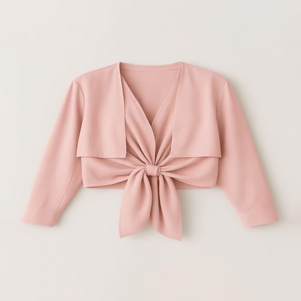 شومیز زنانه گره‌ای سلین – کرپ سبک با طراحی جلو باز