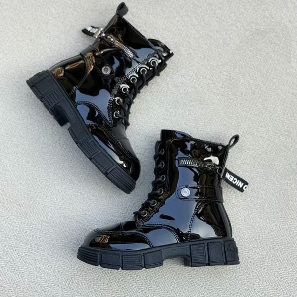 بوت بچگانه طرح ورنی بغل زیپ از Kids کد 4090801