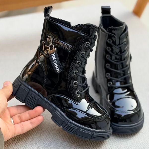 بوت بچگانه طرح ورنی بغل زیپ از Kids کد 4090801