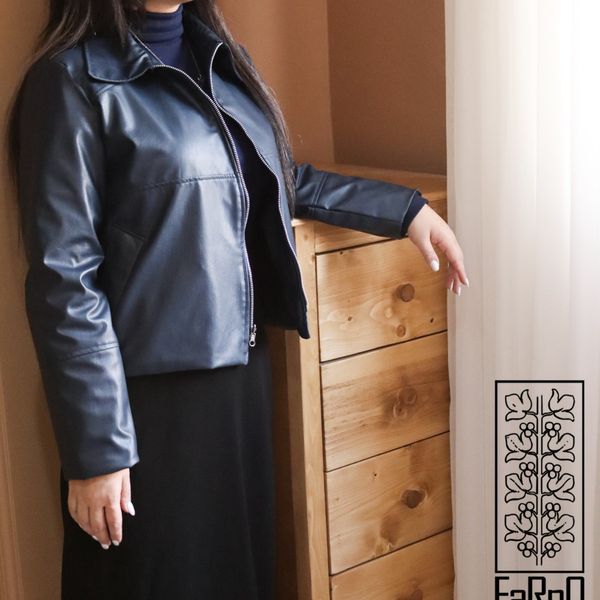 کت چرم مات سرمه ای