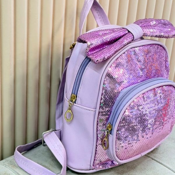 کوله دخترانه چرمی طرح پولکی کد 4023005