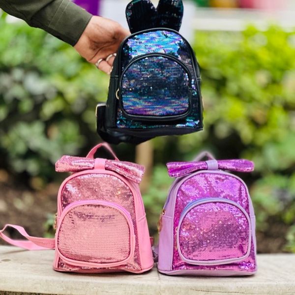 کوله دخترانه چرمی طرح پولکی کد 4023005