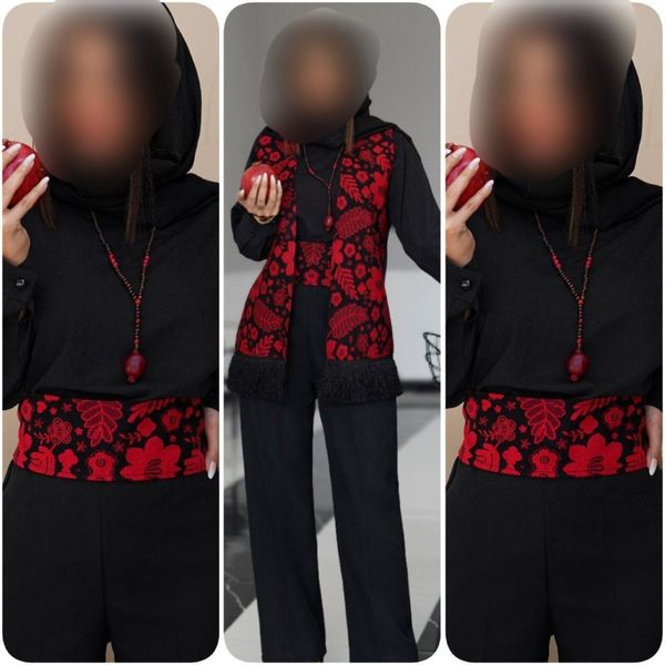 شومیز سفید جلیقه ریش و کمربند نورا