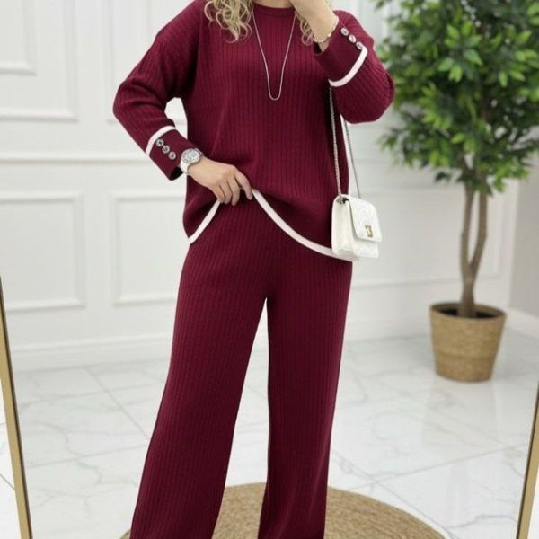 ست بافت کلاسیک(آستین دکمه) نورا