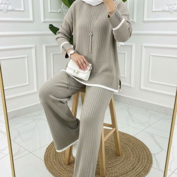 ست بافت کلاسیک(آستین دکمه) نورا