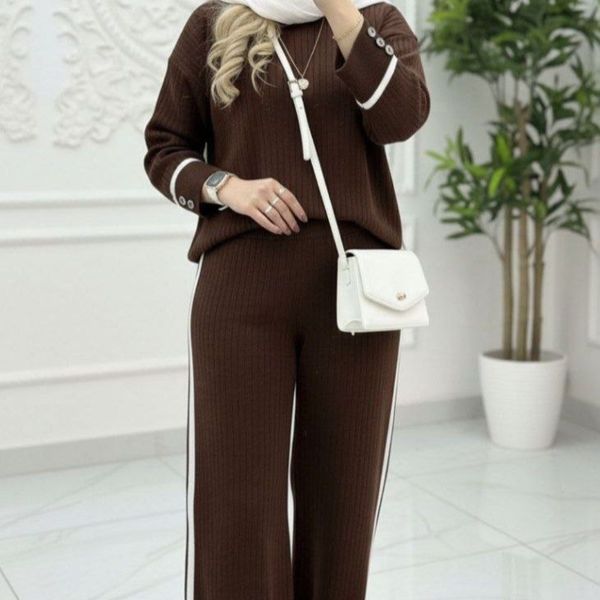 ست بافت کلاسیک(آستین دکمه) نورا