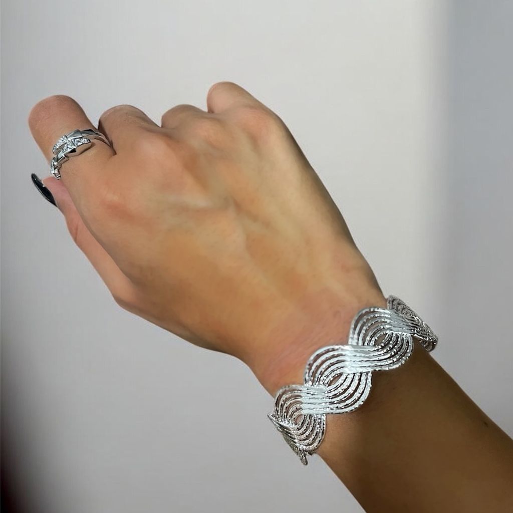 فروش اینترنتی بنگل زنانه بافتی مارپیچ درشت کد 3332034