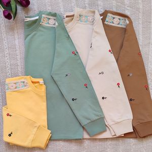 بلوز دورس دونخ پنبه آستین گلدوزی شده پرگل زنانه ماهو