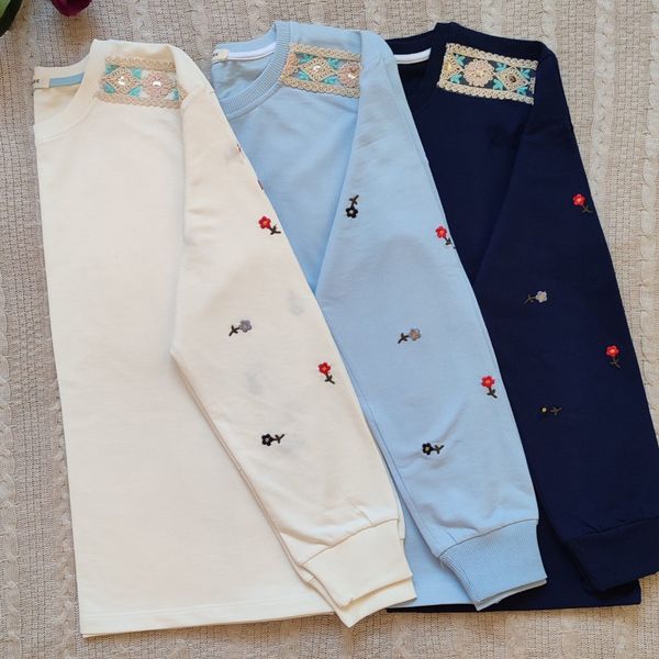 بلوز دورس دونخ پنبه آستین گلدوزی شده پرگل زنانه ماهو