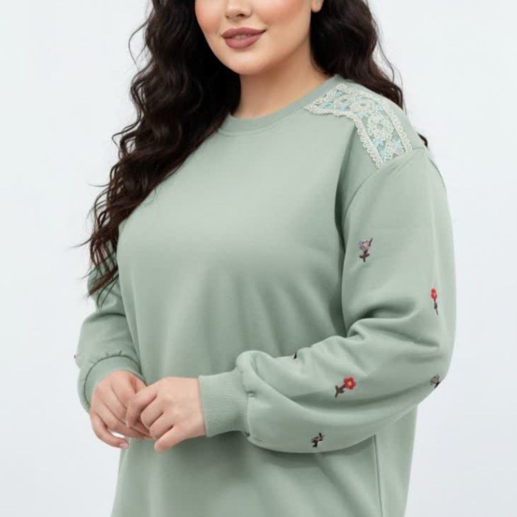 فروش اینترنتی بلوز دورس دونخ پنبه آستین گلدوزی شده پرگل زنانه ماهو