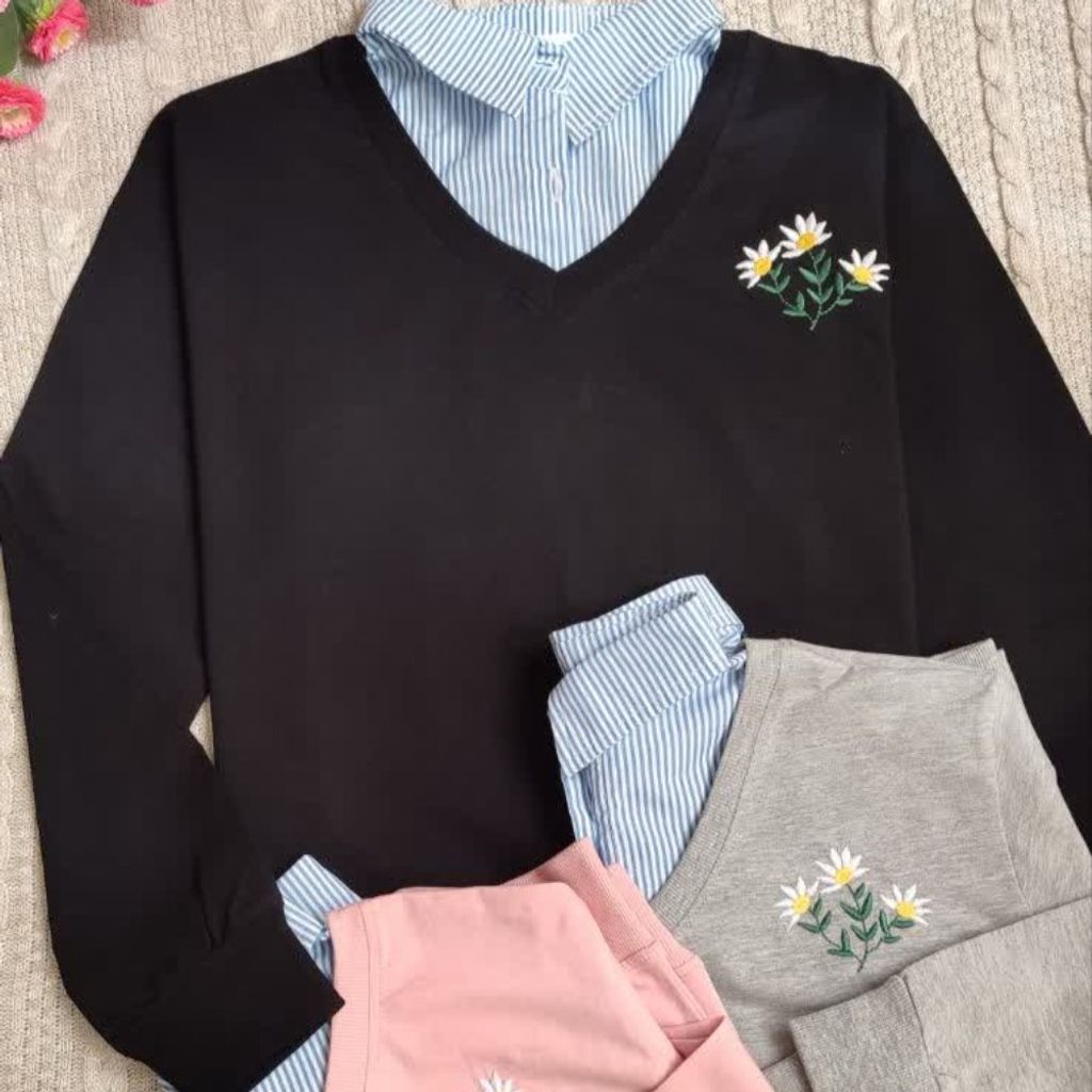 قیمت ارزان بلوز دورس زنانه آستین بلند یقه مردانه گلدوزی شده بابونه ماهو