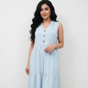 قیمت ارزان پیراهن آستین حلقه ای سه دکمه چین دار زنانه ماهو