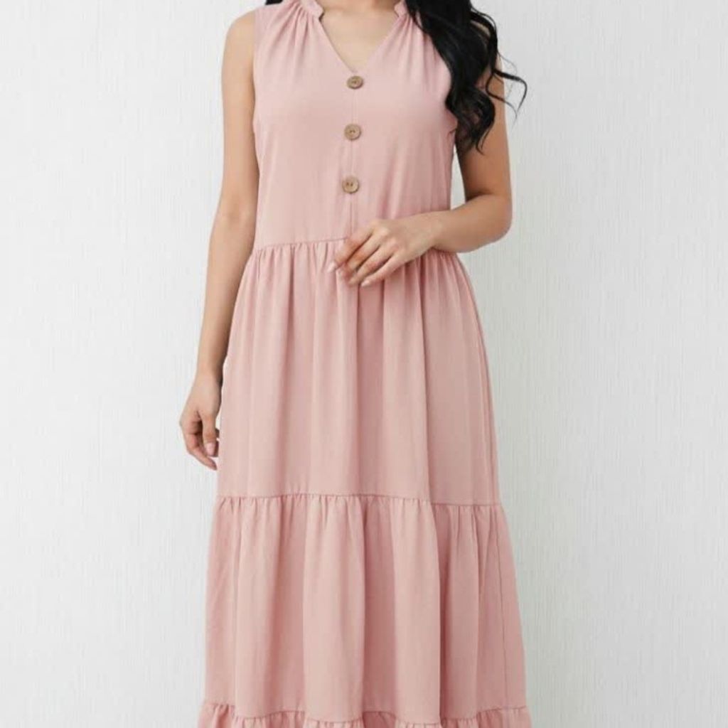 مشخصات پیراهن آستین حلقه ای سه دکمه چین دار زنانه ماهو