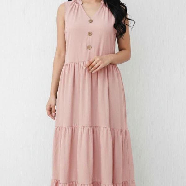 پیراهن آستین حلقه ای سه دکمه چین دار زنانه ماهو