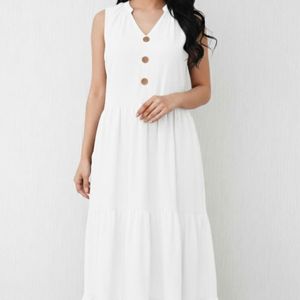 پیراهن آستین حلقه ای سه دکمه چین دار زنانه ماهو