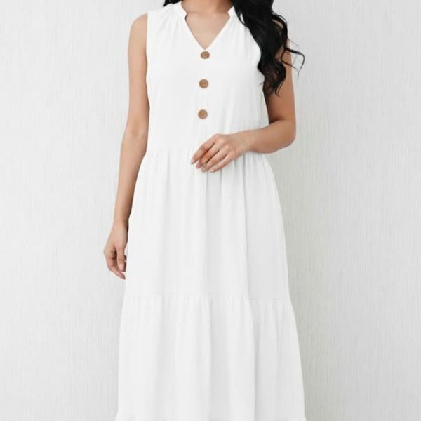 پیراهن آستین حلقه ای سه دکمه چین دار زنانه ماهو