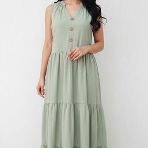 پیراهن آستین حلقه ای سه دکمه چین دار زنانه ماهو