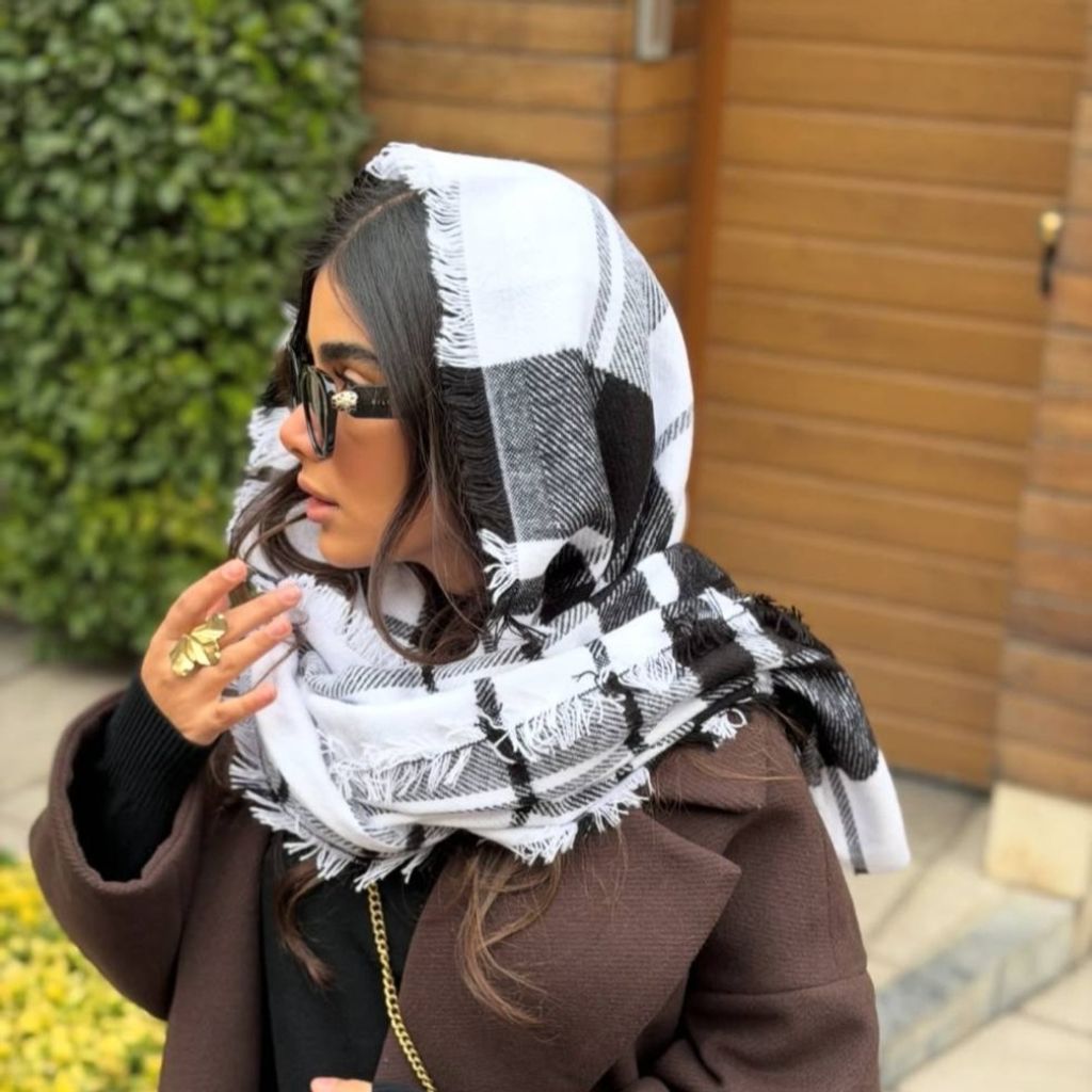 خرید آنلاین شال موهر چهارخونه زمستانه