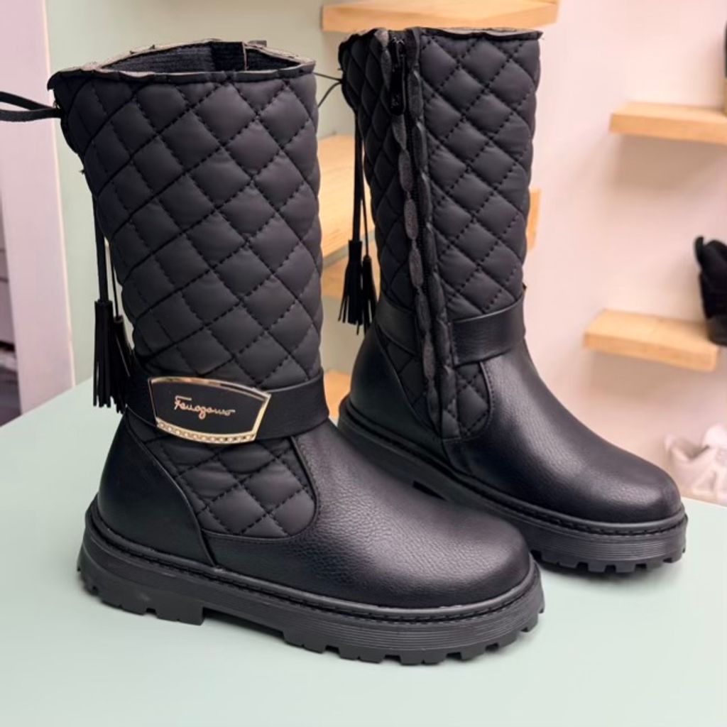 خرید اینترنتی قیمت بوت بلند بچگانه چرمی شنل دوزی کد 4082804