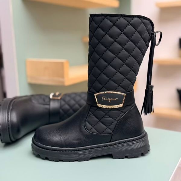 بوت بلند بچگانه چرمی شنل دوزی کد 4082804