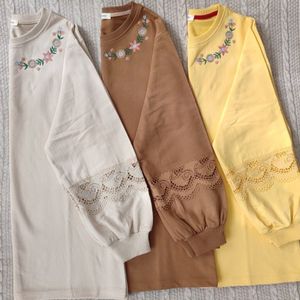 مشخصات دورس دونخ پنبه گلدوزی شده آستین گیپور سایز بزرگ لادن ماهو