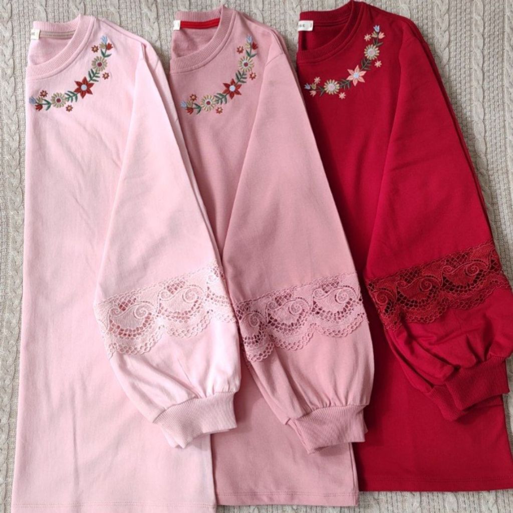 فروش اینترنتی دورس دونخ پنبه گلدوزی شده آستین گیپور سایز بزرگ لادن ماهو