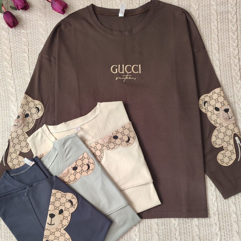 خرید آنلاین ست بلوز شلوار گوچی آستین تدی زنانه(سایز48-40) ماهو