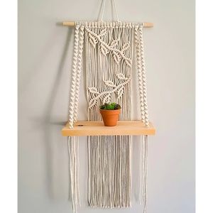 دیوارکوب شلف چوبی مکرومه طرح الاله