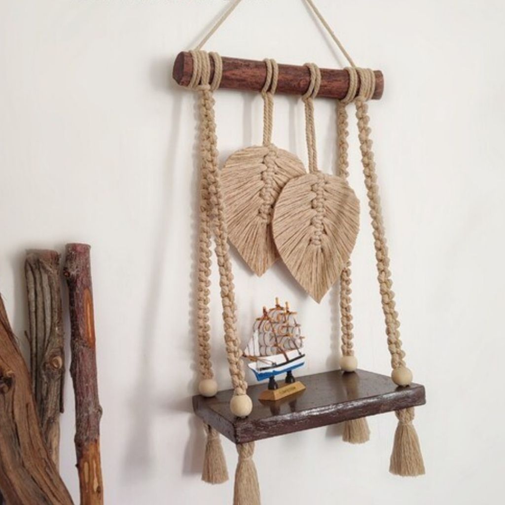 خرید انلاین شلف مکرومه چوبی خاص طرح ایلیا