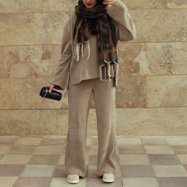 ست پلیور و شلوار گندم