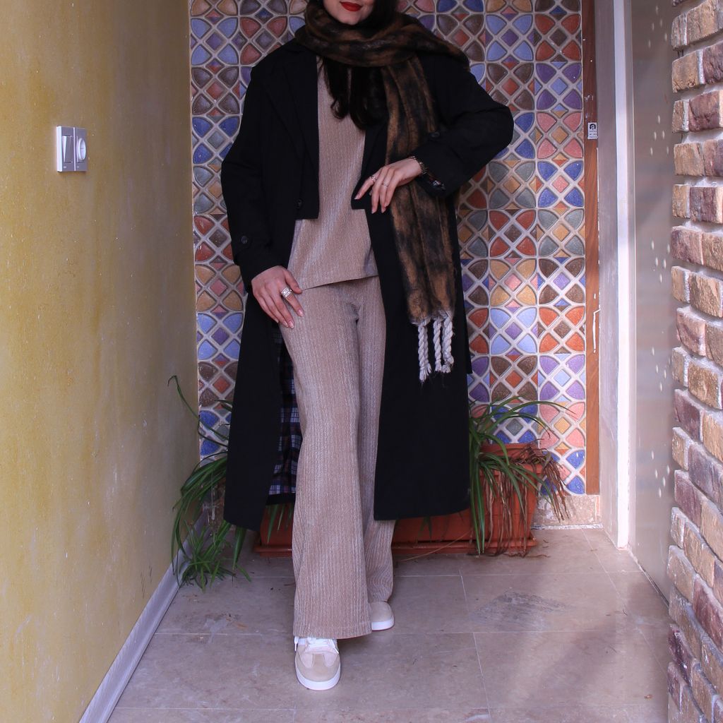 خرید انلاین ست پلیور و شلوار گندم