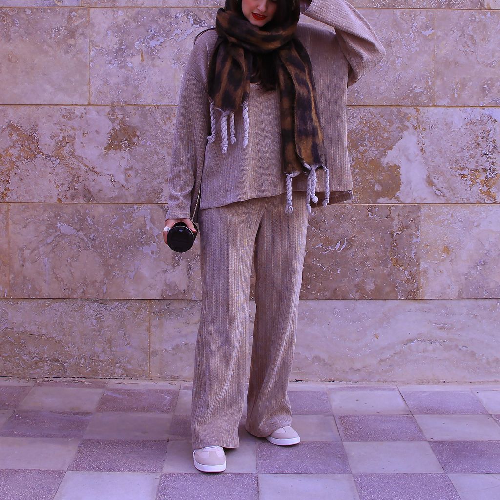 قیمت ارزان ست پلیور و شلوار گندم