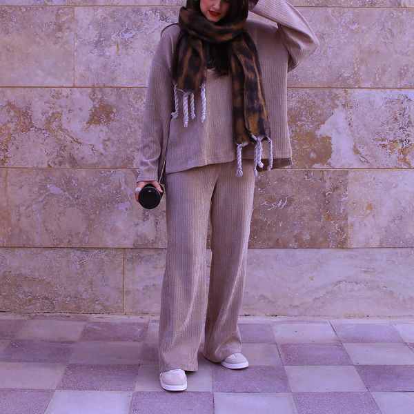 ست پلیور و شلوار گندم