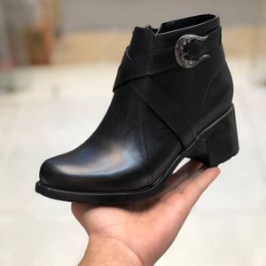 خرید آنلاین کفش نیم بوت زنانه پاشنه پنج سانت مدل گندم