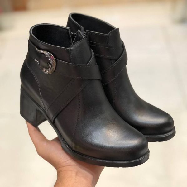 کفش نیم بوت زنانه پاشنه پنج سانت مدل گندم