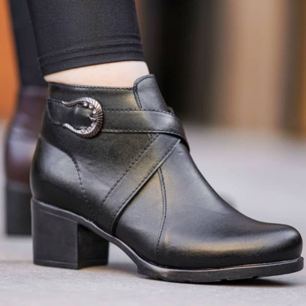 خرید اینترنتی کفش نیم بوت زنانه پاشنه پنج سانت مدل گندم