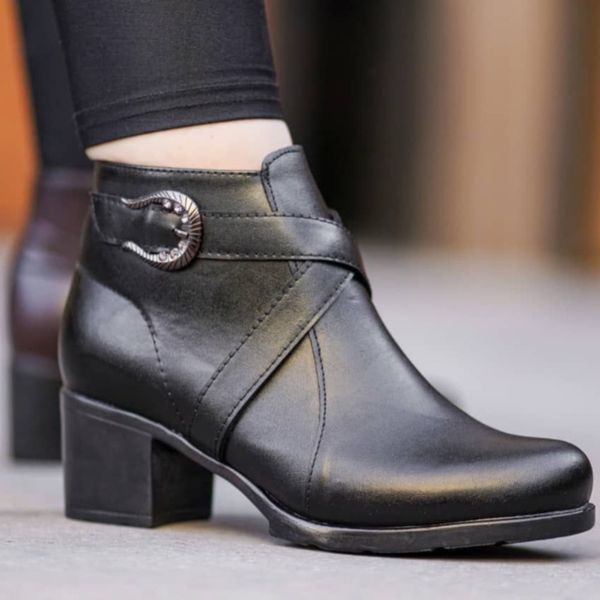 کفش نیم بوت زنانه پاشنه پنج سانت مدل گندم