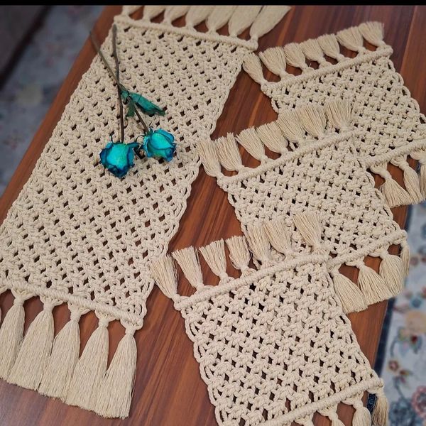 مجموعه4عددی رومیزی مکرومه بافی