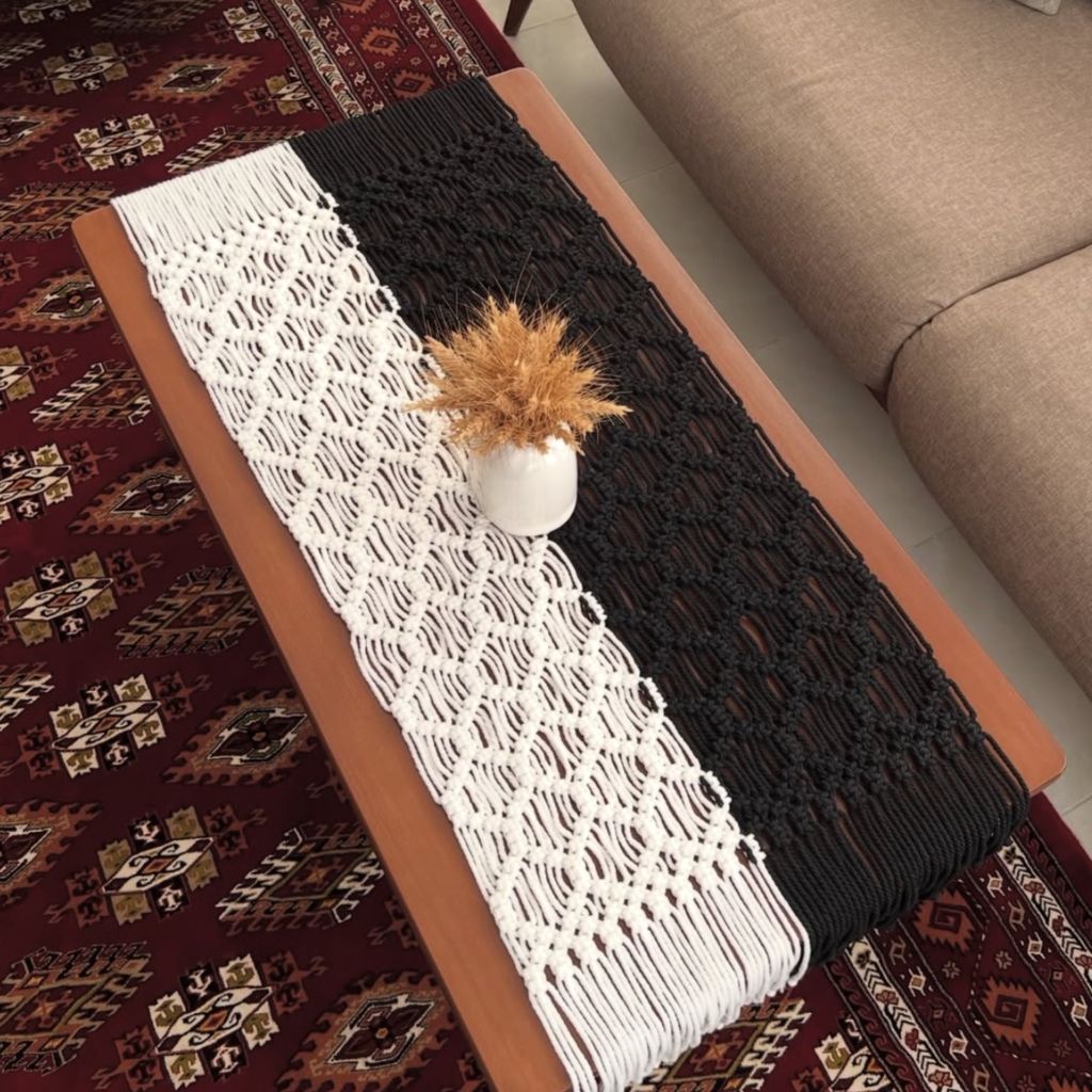 قیمت رانر دو‌رنگ مکرومه بافی مدل الما