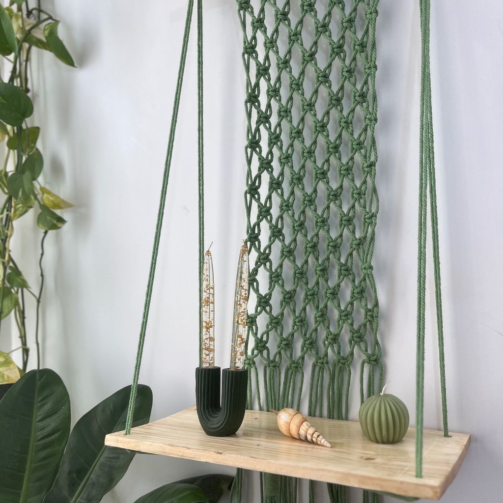 خرید انلاین شلف اویز مکرومه بافی طرح نارسیس