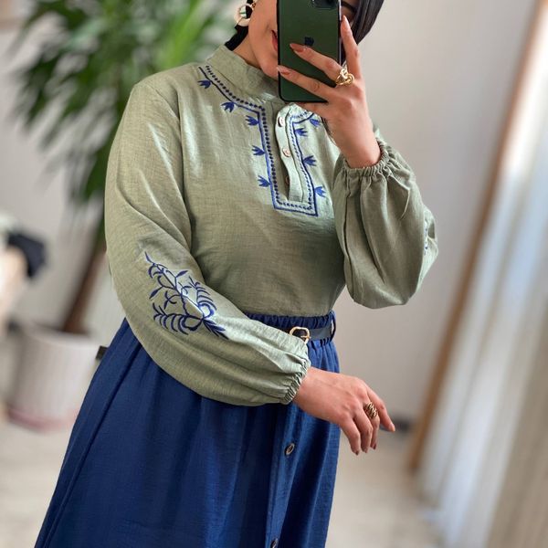 ست سه‌تیکه شومیز+ دامن+کمربندآسنات