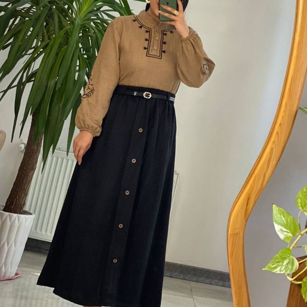 ست سه‌تیکه شومیز+ دامن+کمربندآسنات