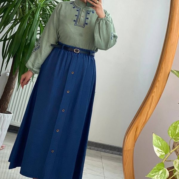 ست سه‌تیکه شومیز+ دامن+کمربندآسنات