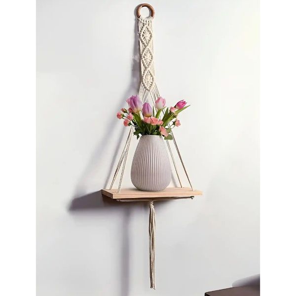 شلف چوبی مدرن مکرومه بافی طرح برنارد