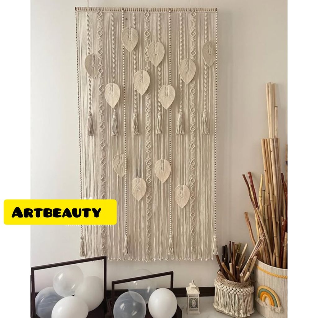 قیمت پرده مکرومه مهره دار و برگ مدل ابریشم