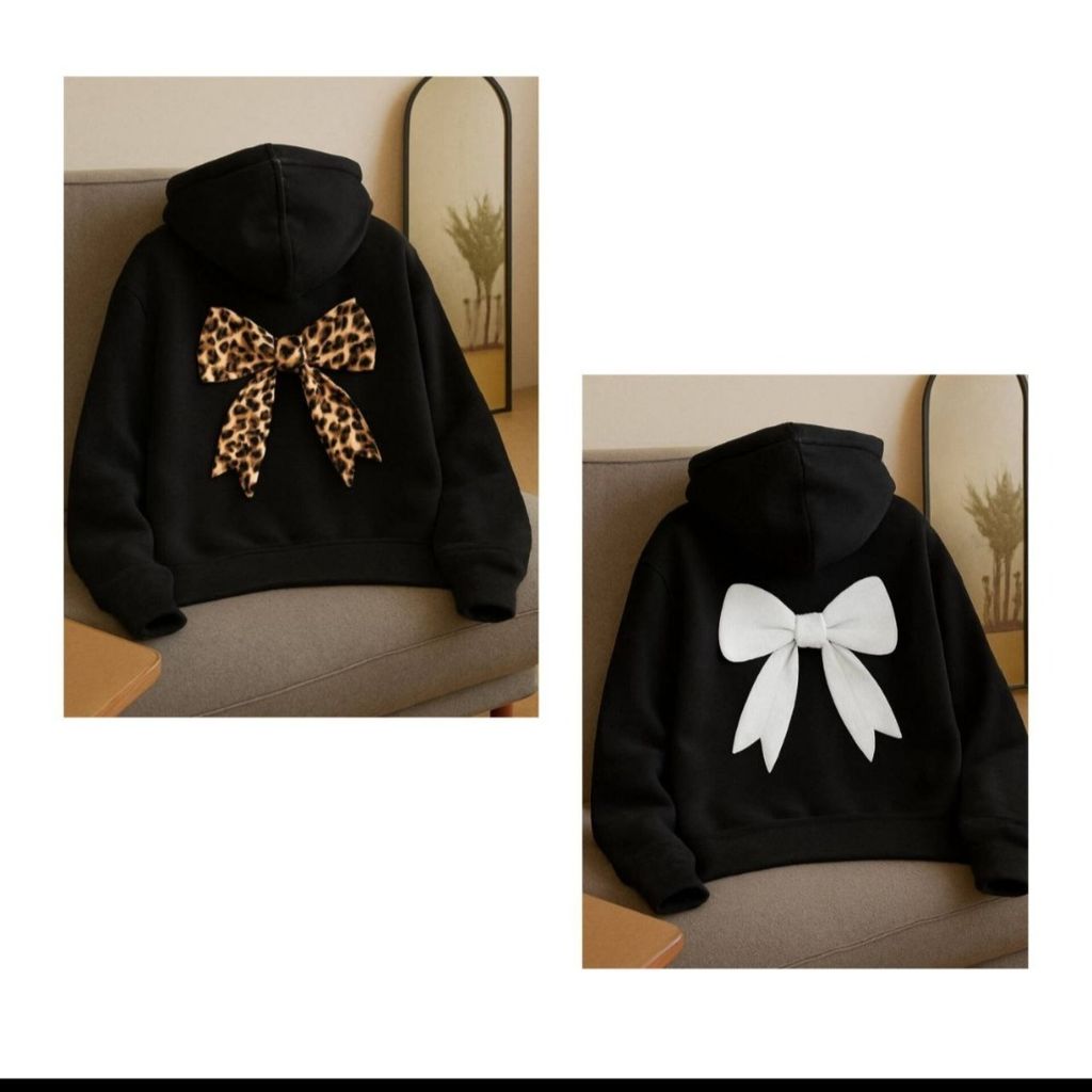 قیمت ارزان هودی مشکی پاپیون