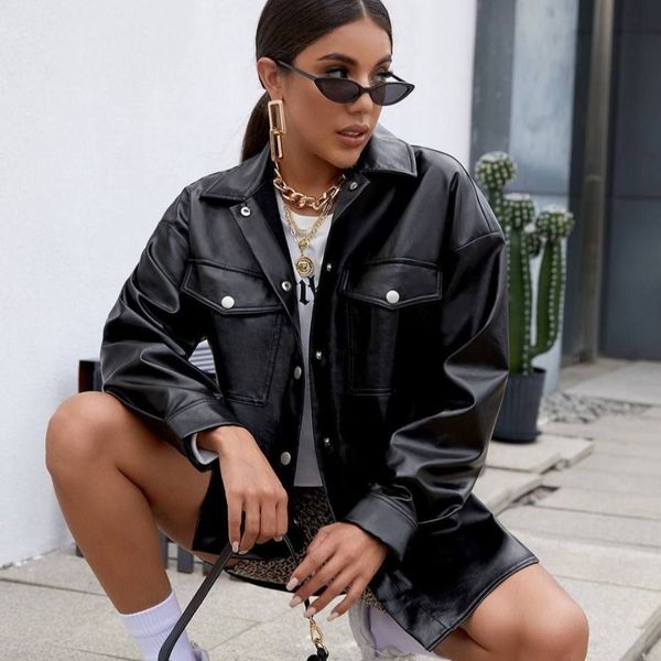 کت چرم دکمه ای