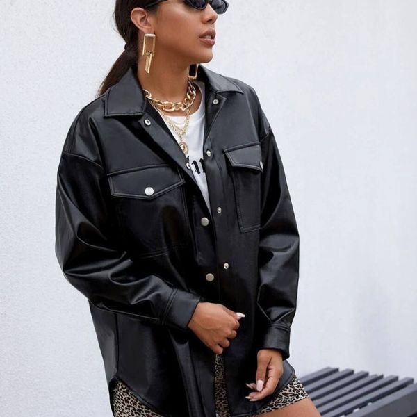 کت چرم دکمه ای