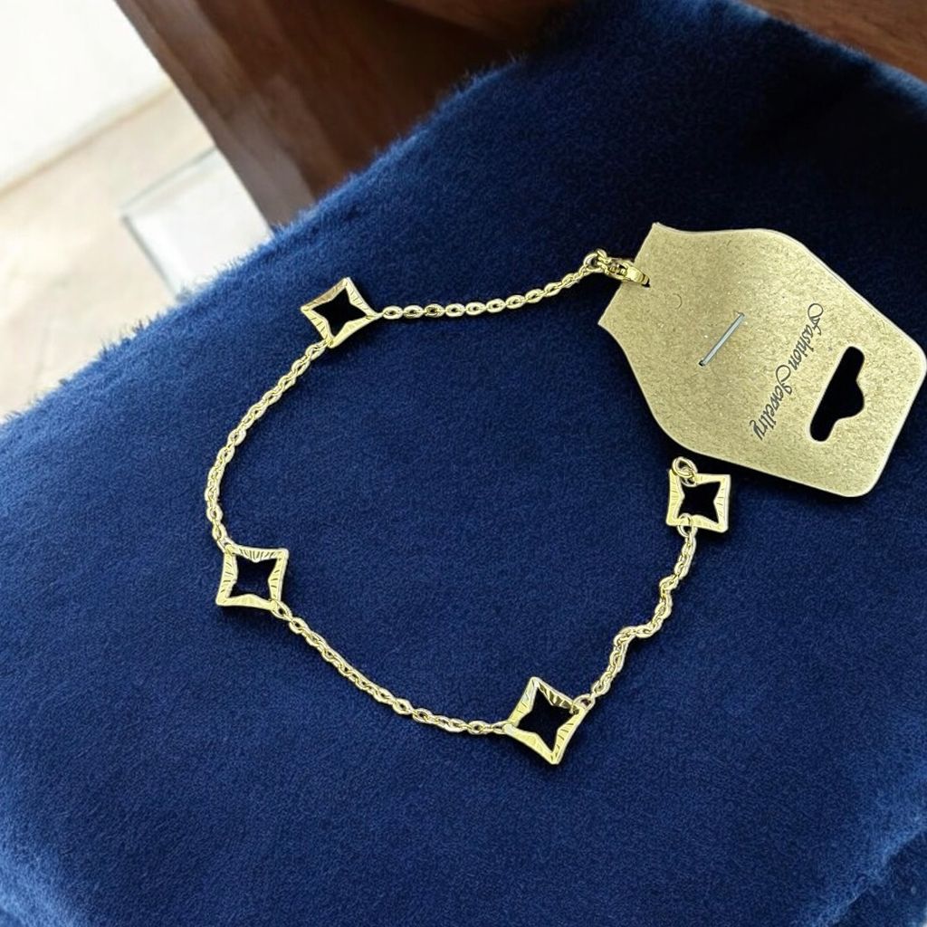 خرید اینترنتی پابند زنانه زنجیری طرح مربع 4 پر کد 3333005