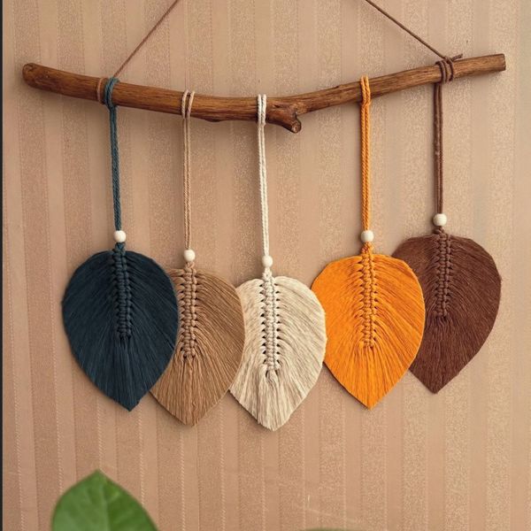 دیوارکوب‌برگ مکرومه بافی طرح اهو